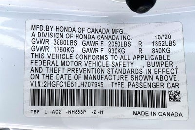 2020 Honda Civic Si