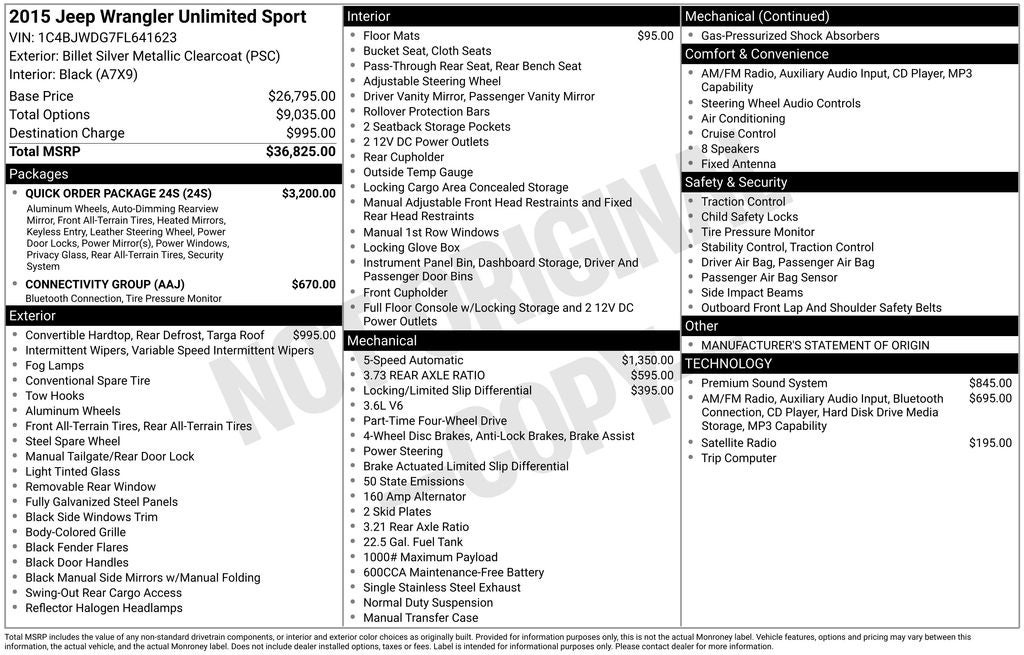 2015 Jeep Wrangler Unlimited Sport