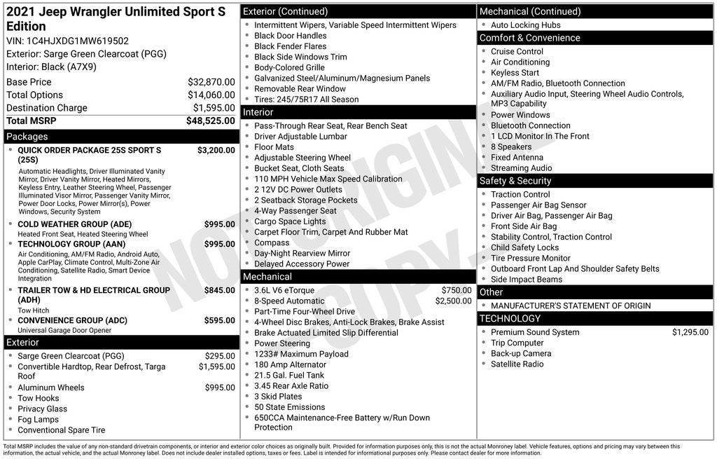 2021 Jeep Wrangler Unlimited Sport S