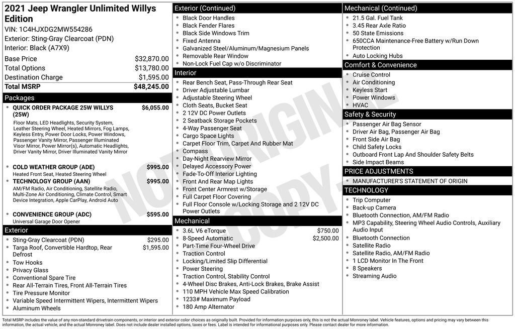 2021 Jeep Wrangler Unlimited Willys