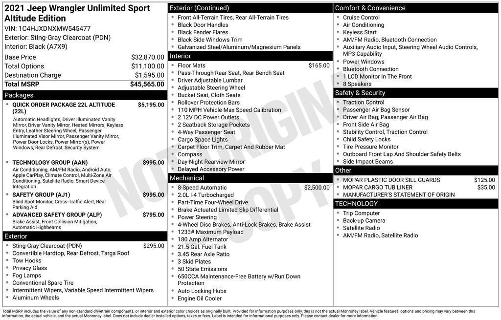 2021 Jeep Wrangler Unlimited Sport Altitude 4x4
