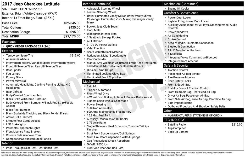 2017 Jeep Cherokee Latitude FWD