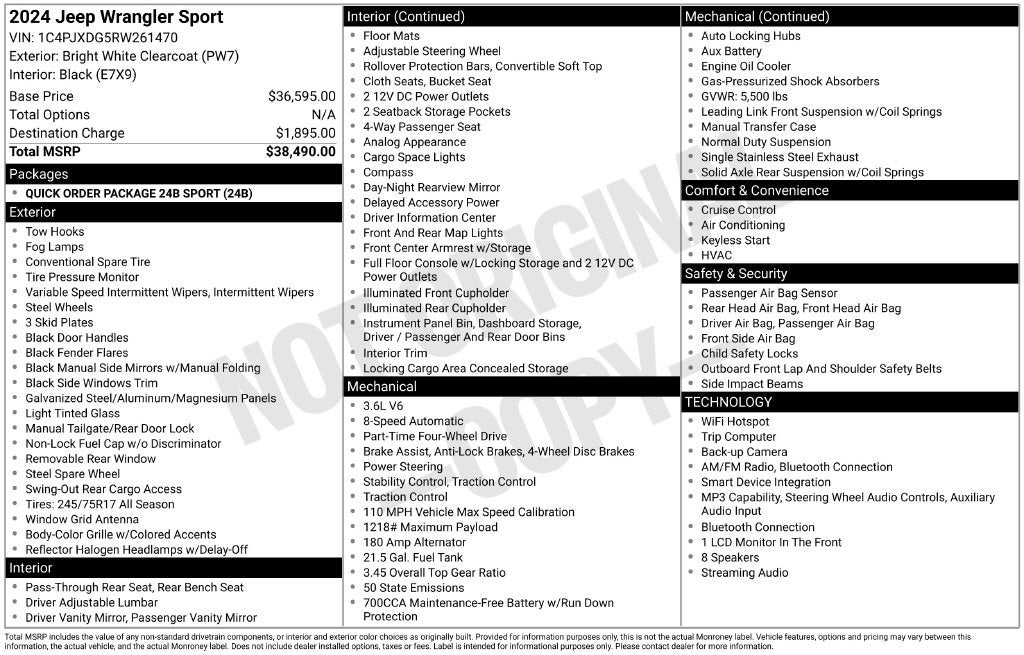 2024 Jeep Wrangler 4-Door Sport 4x4