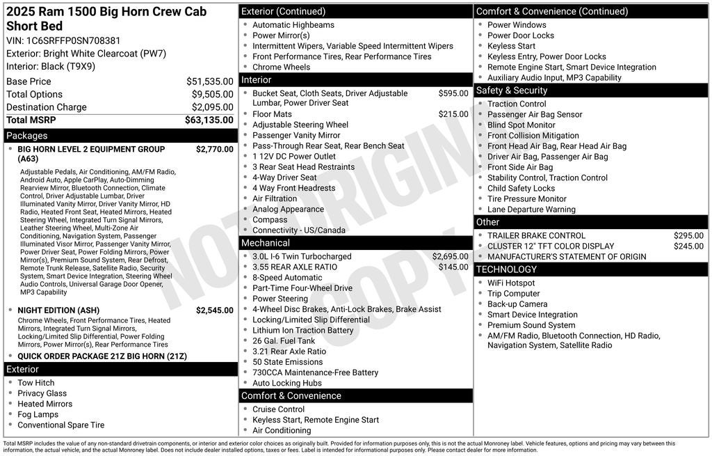 2025 RAM 1500 Big Horn Crew Cab 4x4 5'7' Box