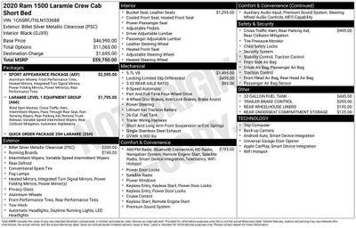 2020 RAM 1500 Laramie Crew Cab 4x4 5'7' Box