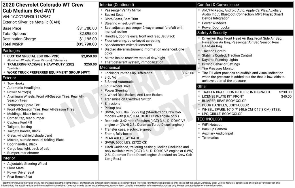 2020 Chevrolet Colorado 4WD Crew Cab Short Box WT