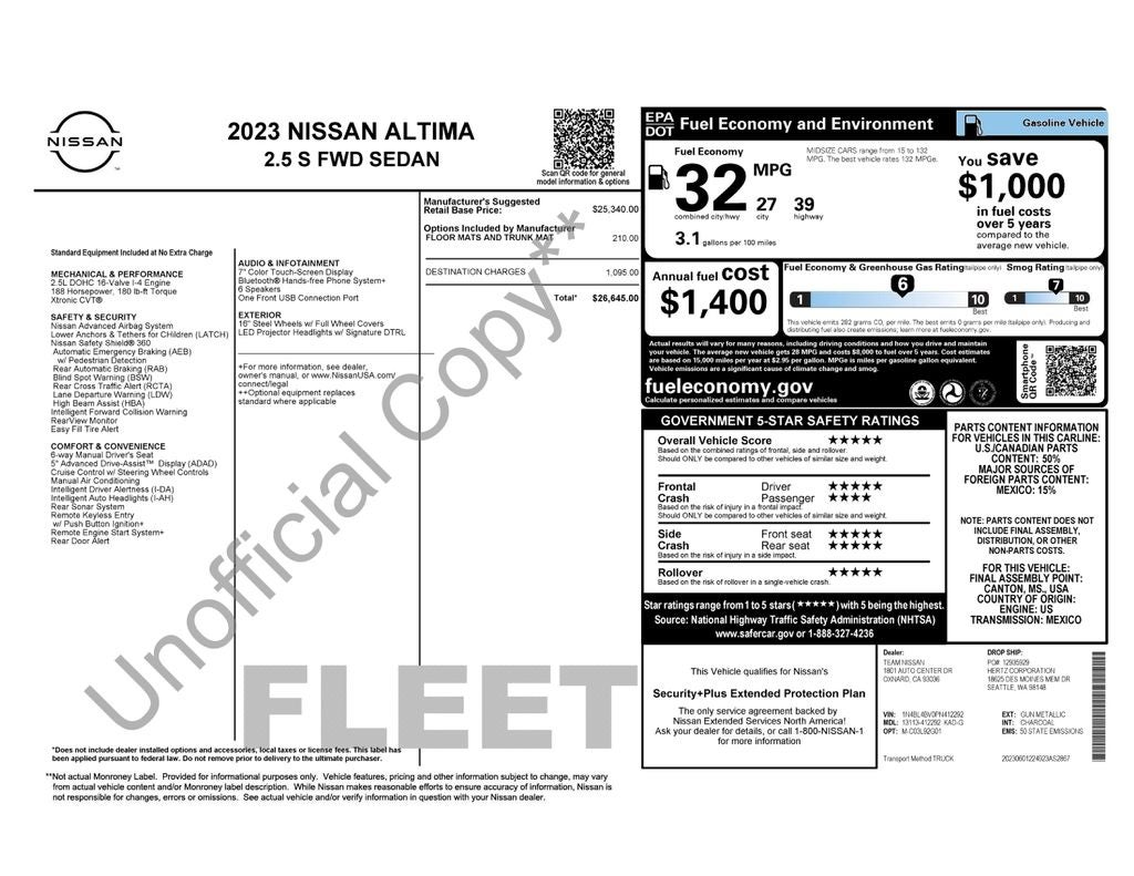 2023 Nissan Altima S FWD