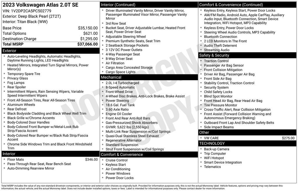 2023 Volkswagen Atlas 2.0T SE