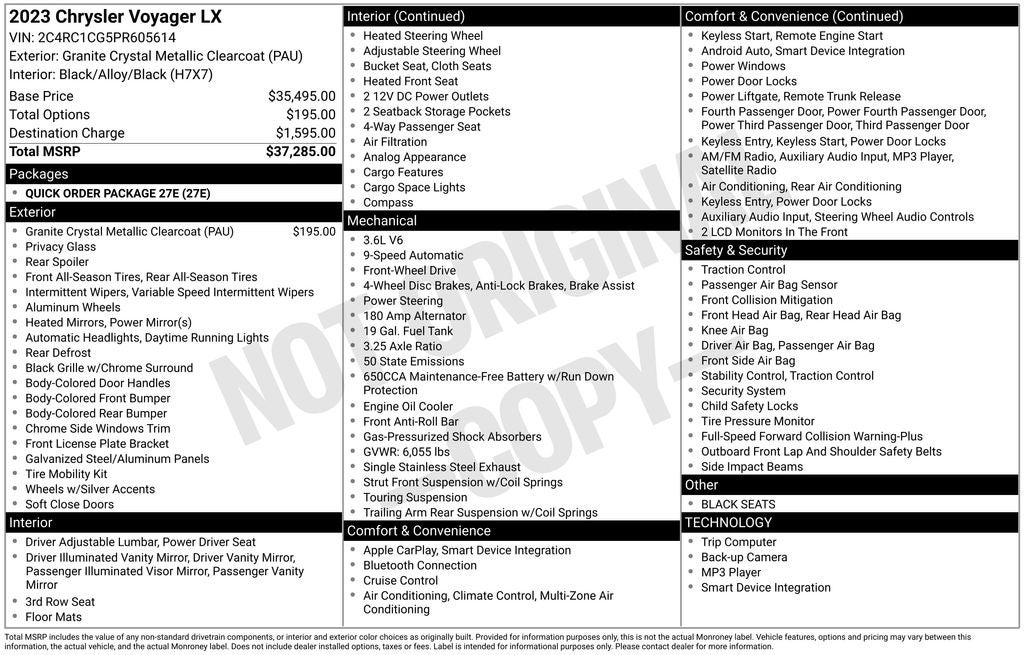 2023 Chrysler Voyager LX