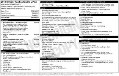 2019 Chrysler Pacifica Touring L Plus