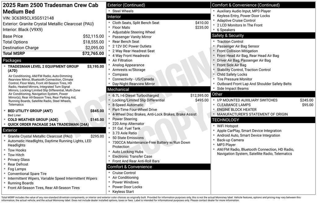 2025 RAM 2500 Tradesman Crew Cab 4x4 6'4' Box