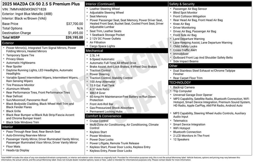 2025 Mazda Mazda CX-50 2.5 S Premium Plus Package